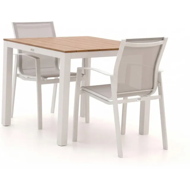 Forza Furniture Forza Altea/Fidenza 90cm dining tuinset 3-delig stapelbaar Wit