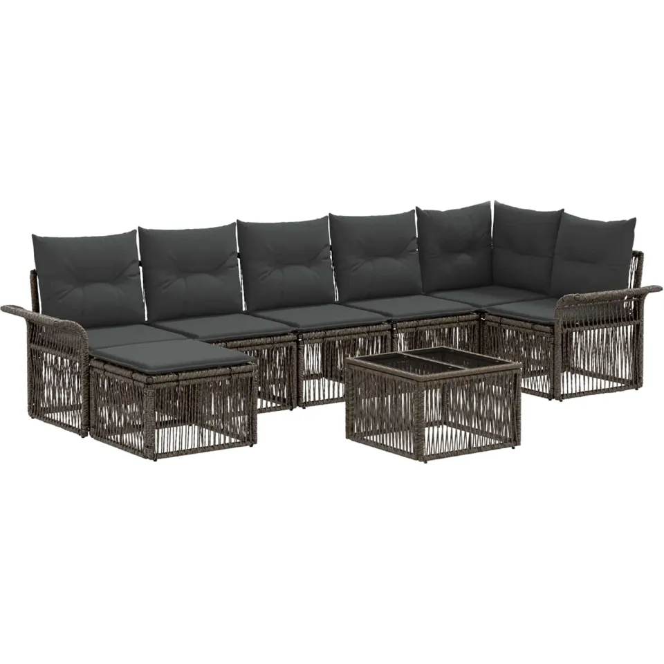 vidaXL Tuinbankenset 8 st Grijs poly rattan, foto 3