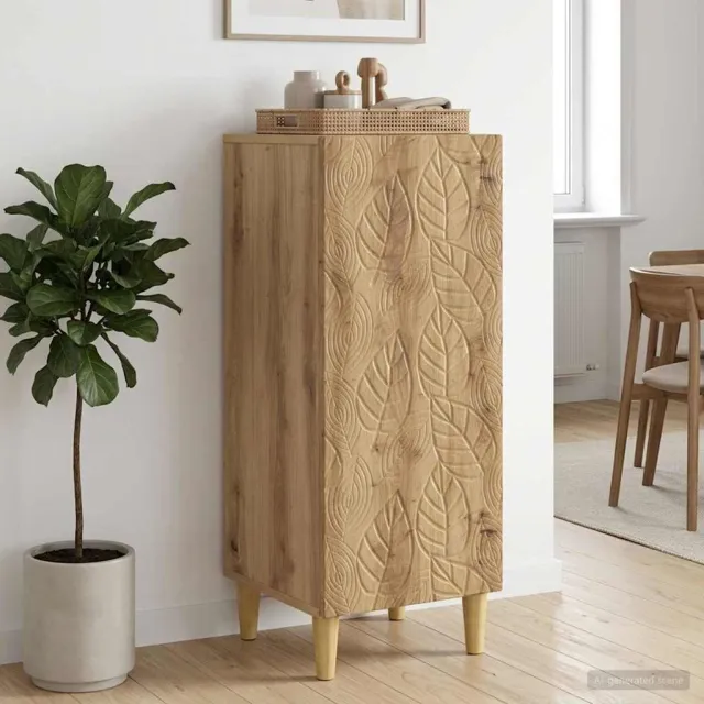 vidaXL Dressoir Artisanaal eiken 33 x 34,5 x 90 cm Bewerkt hout Bruin