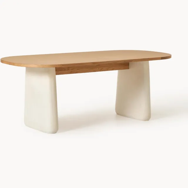 Westwing Collection Ovale eettafel Dune van eikenhout, in verschillende formaten Wit