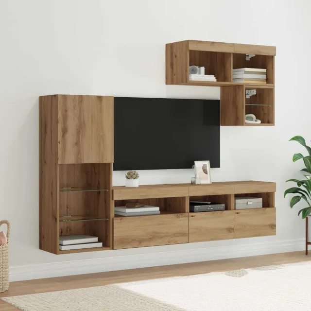 vidaXL TV Wandmeubels 6 st Artisan Eiken Bewerkt hout, foto 2