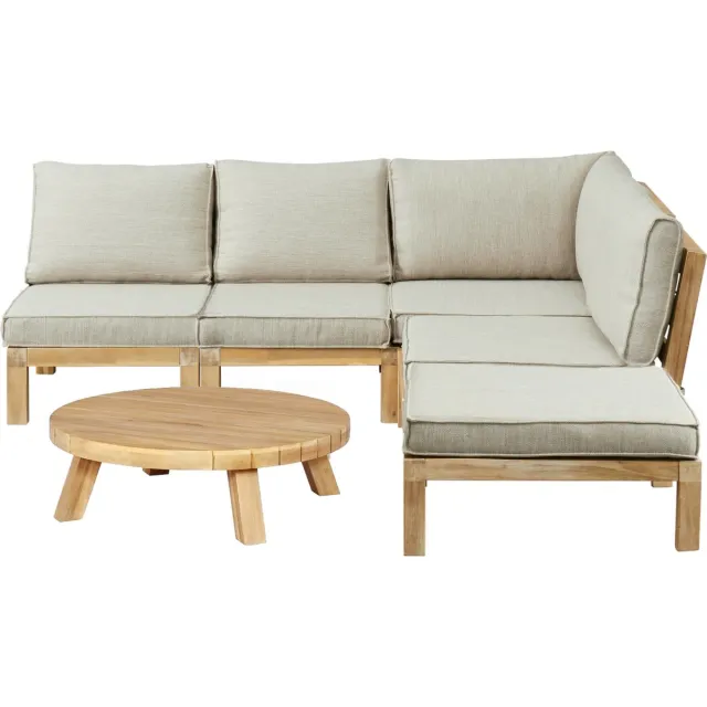 4 Seizoenen Tuinmeubelen Hoek loungeset Kent | 6-delig | 5 personen | Sand/Naturel | Acaciahout Naturel, Sand