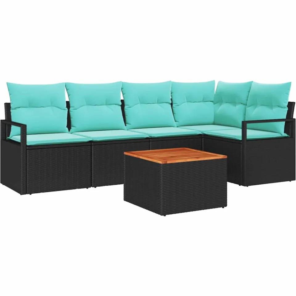 vidaXL Tuinbankenset 6 st Zwart poly rattan