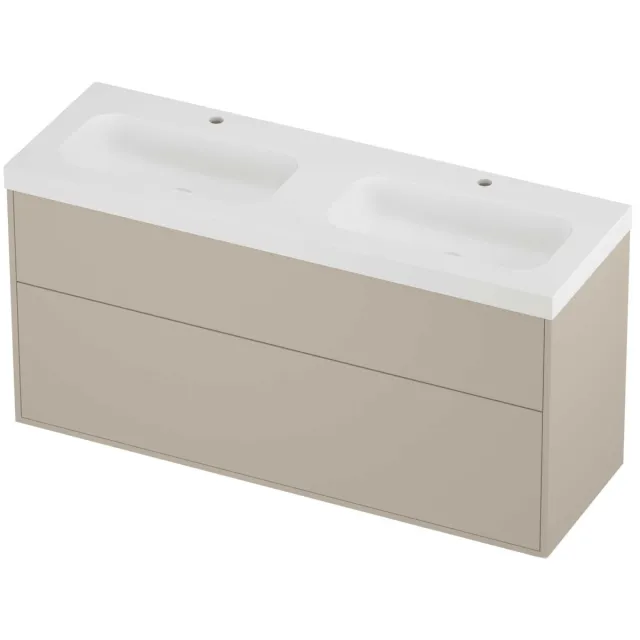 Proline Haga Badmeubelset Polystone Mezza 2 Laden 140x46x73 cm Mat White Soft Linen Beige