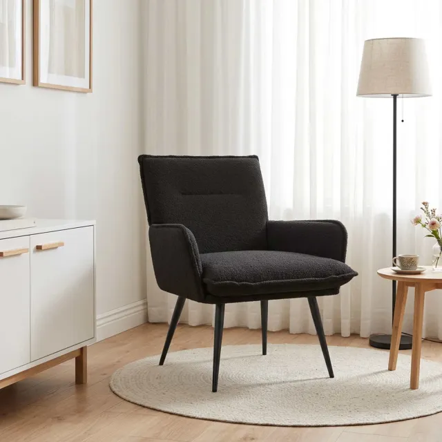 vidaXL Fauteuil Zwart Bouclé