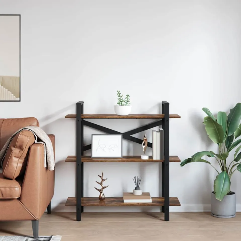vidaXL Boekenkast Gerookt eiken 100 x 33,5 x 102 cm Bewerkt hout, foto 4