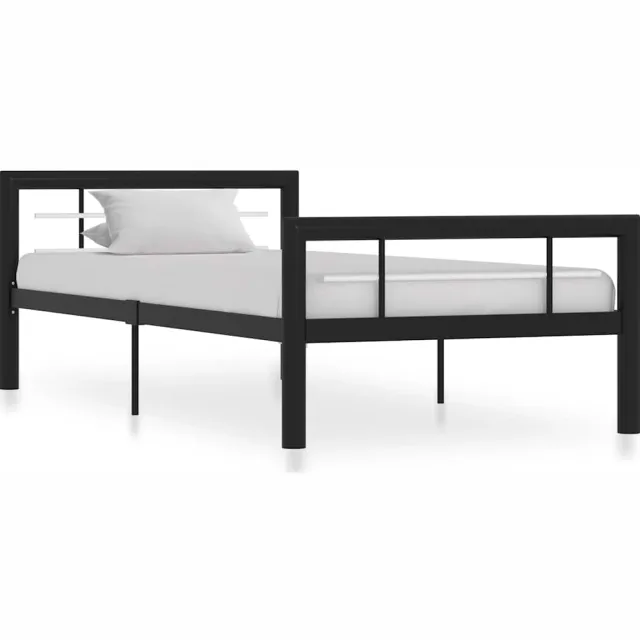 vidaXL Bedframe metaal zwart en wit 100x200 cm