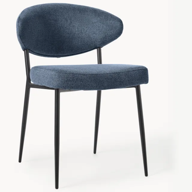 Westwing Collection Gestoffeerde stoelen Adele, 2 stuks Blauw, Zwart