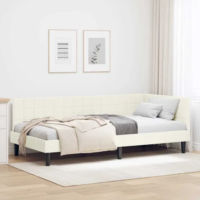 vidaXL Hoekbedframe Crème 100 x 200 cm fluweel
