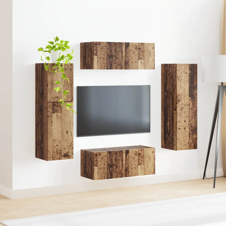vidaXL Tv-meubelset 4 st Oudhout Bewerkt hout bruin, foto 4