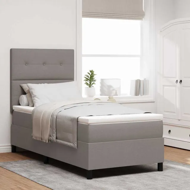 vidaXL Boxspring bed met LED-stripverlichting Taupe 100 x 200 cm Stof