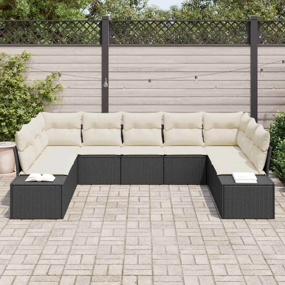 vidaXL Tuin Sofa Set 9 st Zwart poly rattan