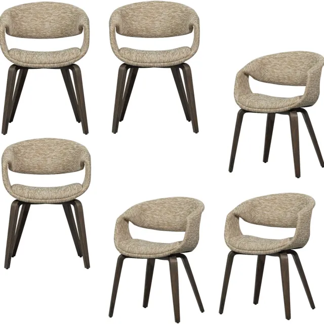 WOOOD Yossi Eetkamerstoelen Met Houten Bruinen Poot - Zand - Set van 6