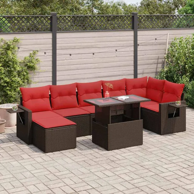 vidaXL 8-delige Loungeset met kussens poly rattan acacia bruin, foto 2