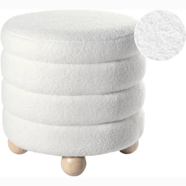 Beliani CHILLY - Poef - Gebroken wit - Bouclé
