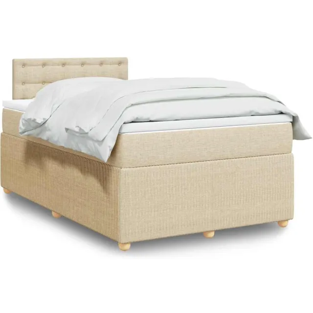 vidaXL Boxspring met matras stof crèmekleurig 120x190 cm