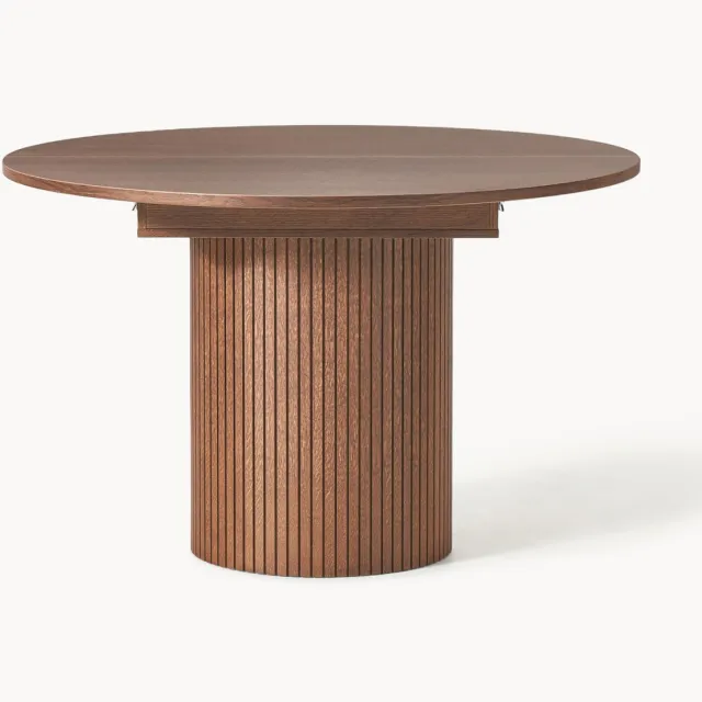 Westwing Collection Uitschuifbare eettafel Filo met groefstructuur, 120 - 160 x 75 cm Bruin