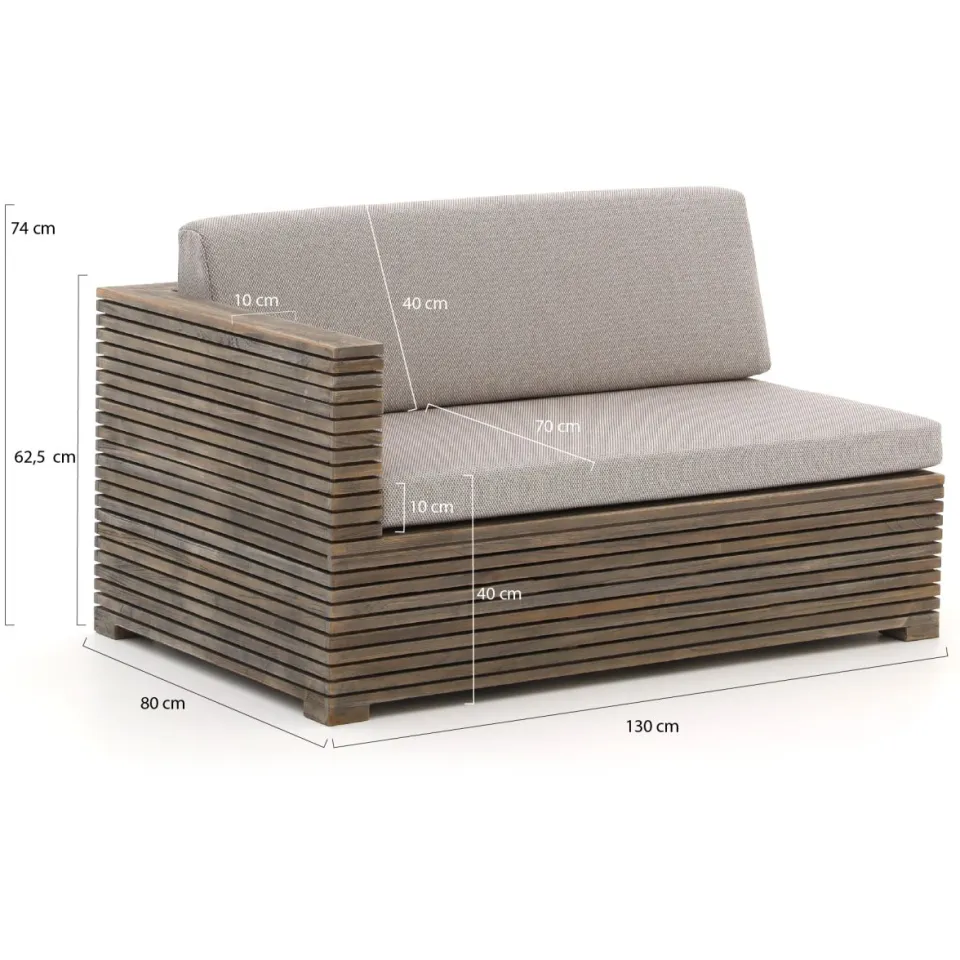 ROUGH Furniture ROUGH-C chaise longue loungeset 3-delig bruin, foto 2