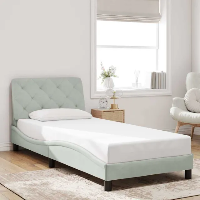 vidaXL Bedframe zonder matras 90x190 cm fluweel lichtgrijs grijs