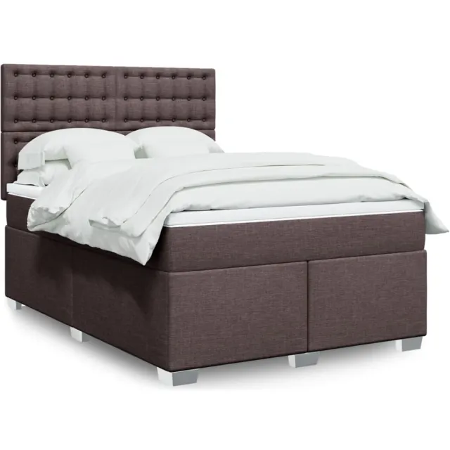 vidaXL Boxspring met matras stof donkerbruin 160x200 cm bruin