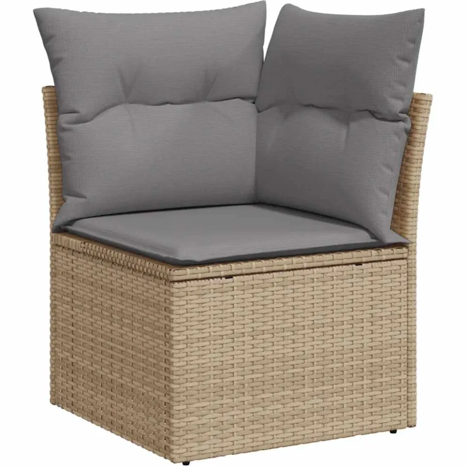 vidaXL 10-delige Loungeset met kussens poly rattan acacia beige, foto 4