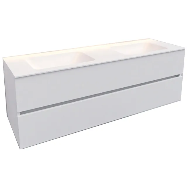 Boss & Wessing Badkamermeubel Solid Surface BWS Oslo 150x46 cm Rechts Mat Wit (zonder kraangaten)