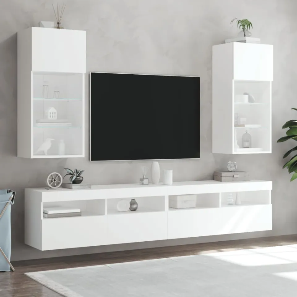 vidaXL Tv-meubel met LED-verlichting 40,5x30x90 cm wit, foto 3