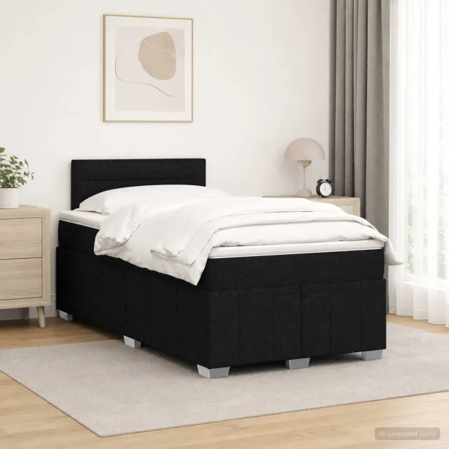 vidaXL Boxspringbed met matras met hoofdeinde Zwart 120 x 200 cm Stof