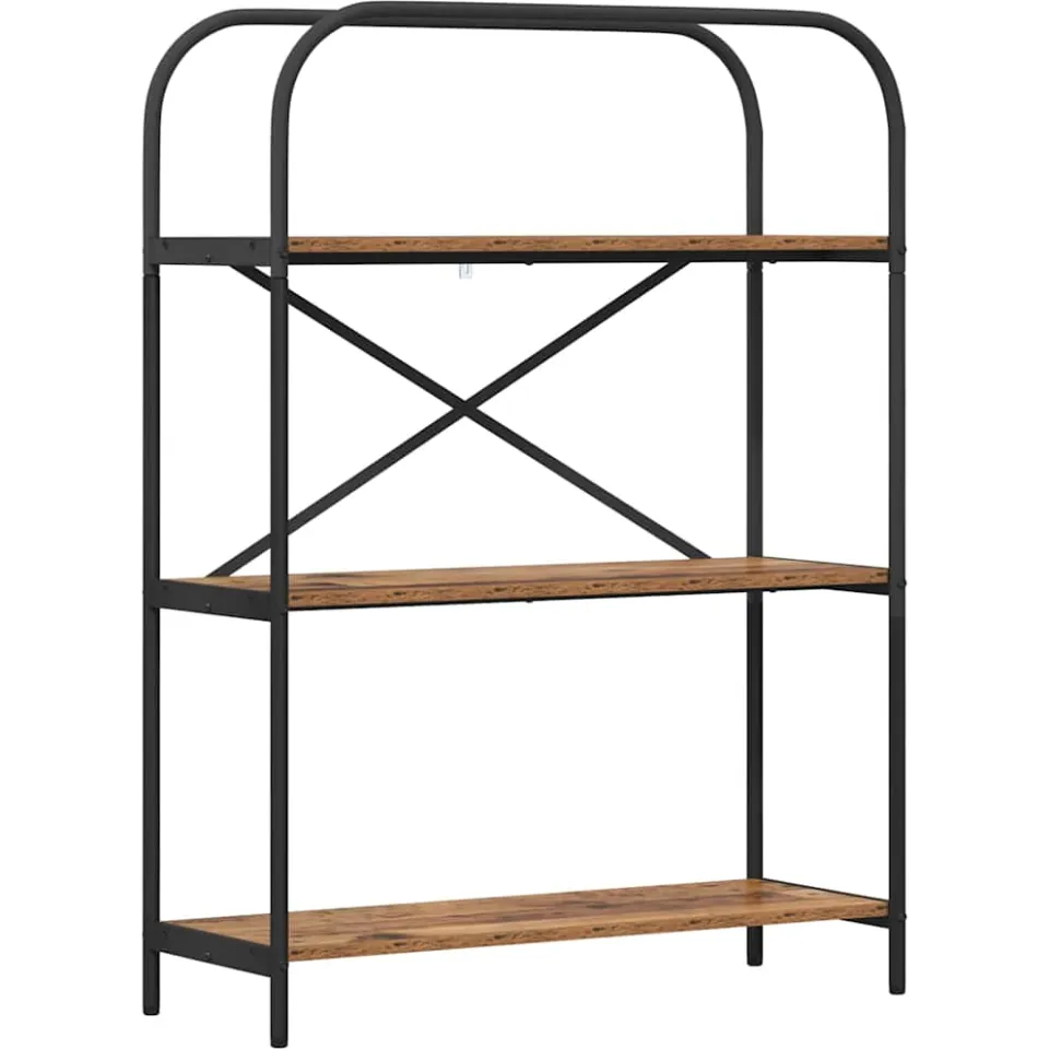 vidaXL Boekenkast 3-laags 80 x 30 x 109 cm Bewerkt hout Oudhout bruin, foto 4
