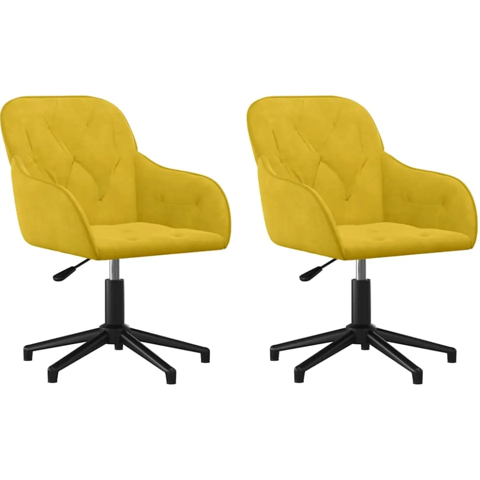 vidaXL Eetkamerstoelen draaibaar 2 st fluweel geel