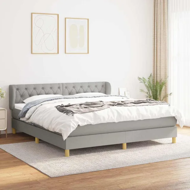 vidaXL Boxspring met matras stof lichtgrijs 160x200 cm grijs