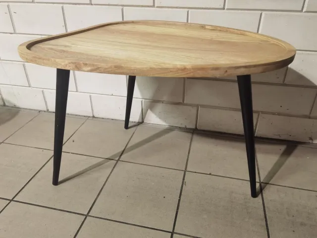 Boltze Salon tafel - Tafel - Ovaal - Bijzet tafel - Metaal - Mango - Hoog 55cm - 81x60cm - opzet rand Bruin