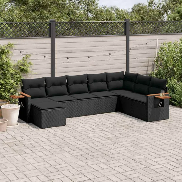 vidaXL Patio Sofa Set 8-zits Black, foto 2