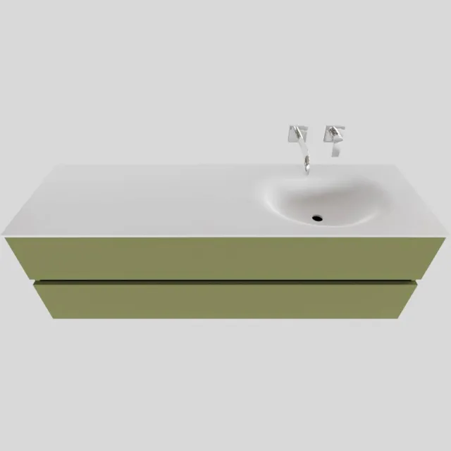 Boss & Wessing Badkamermeubel Solid Surface BWS Stockholm 150x46 cm Rechts Mat Groen (zonder kraangat)