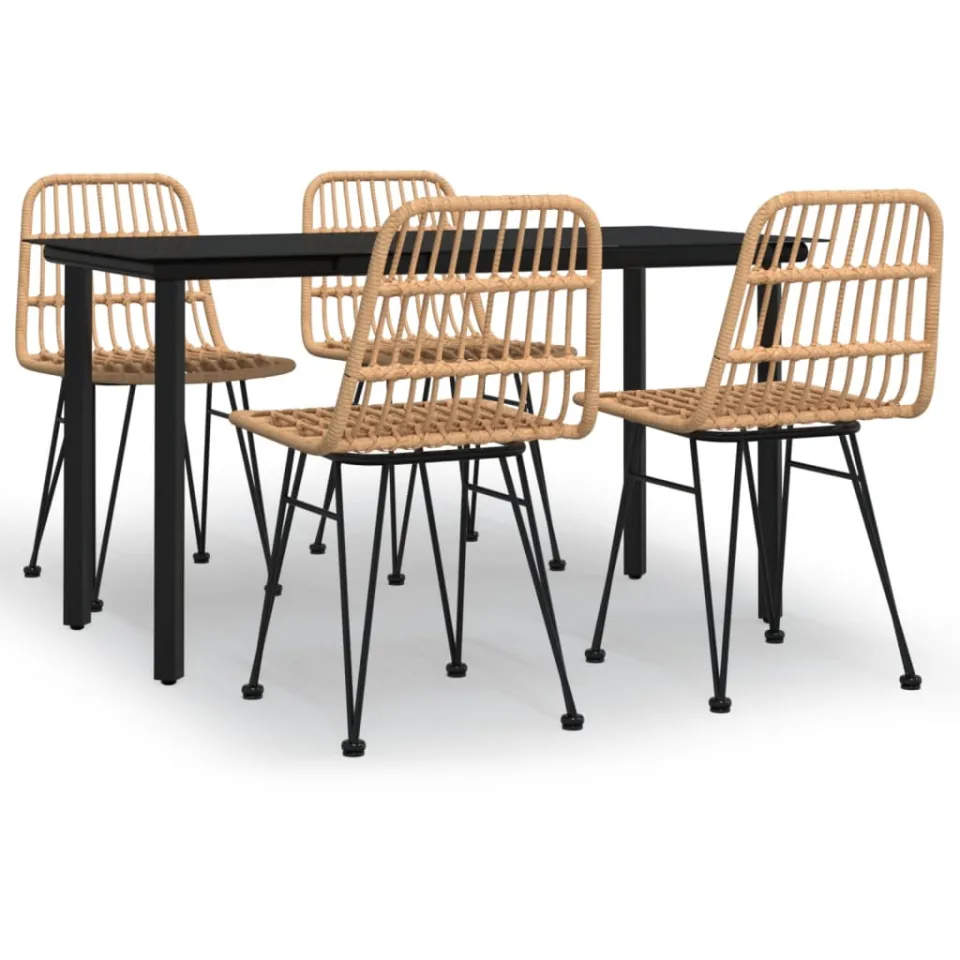 vidaXL 5-delige Tuinset poly rattan Bruin