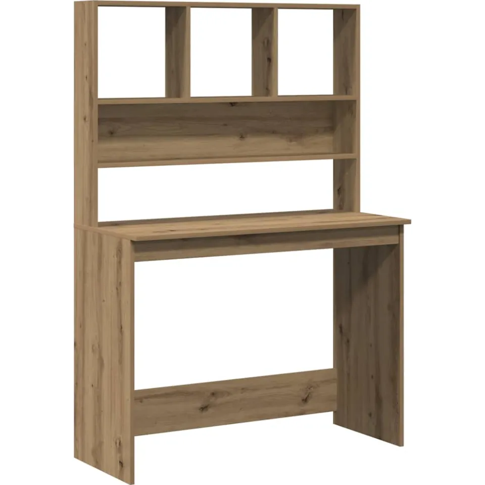 vidaXL Bureau met schappen 102x45x148 cm bewerkt hout artisanaal eiken Bruin