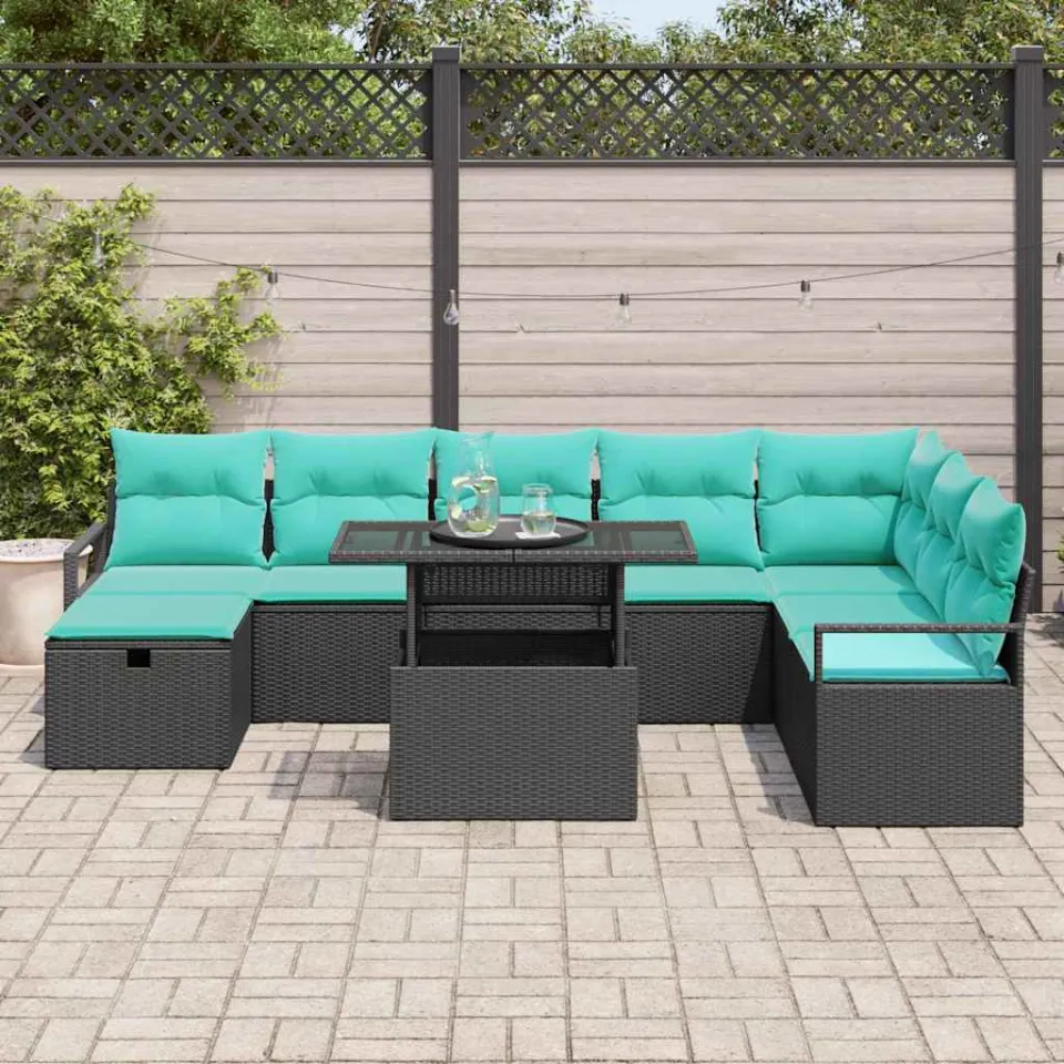 vidaXL Tuin Sofa Set 9 st poly rattan bruin, foto 3