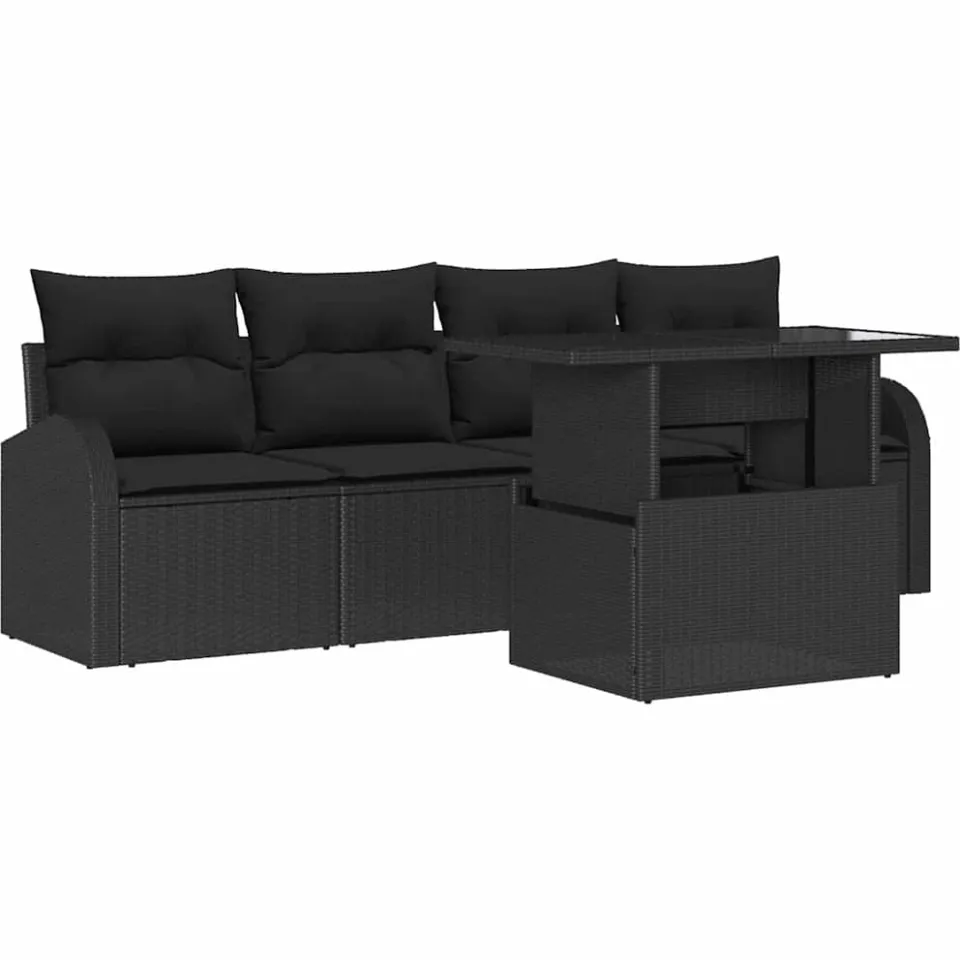 vidaXL Tuin Sofa Set 5 st Zwart Poly riet