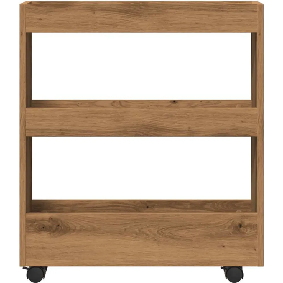 vidaXL Opbergtrolley smal 3-laags bewerkt hout artisanaal eikenkleurig, foto 4