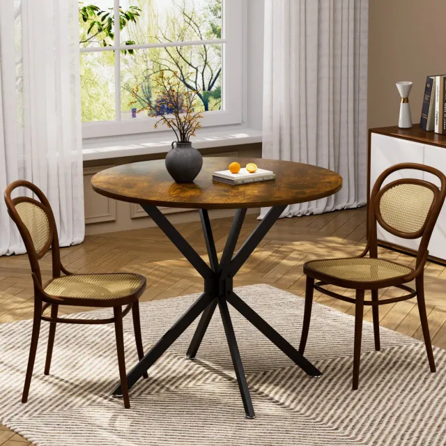 CHICFURN Eettafel - 1-4 personen - compact - metalen poten - vintagebruin-zwart