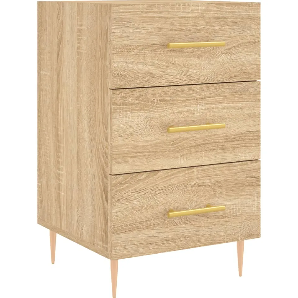 vidaXL Nachtkastje 40x40x66 cm bewerkt hout sonoma eikenkleurig, foto 3
