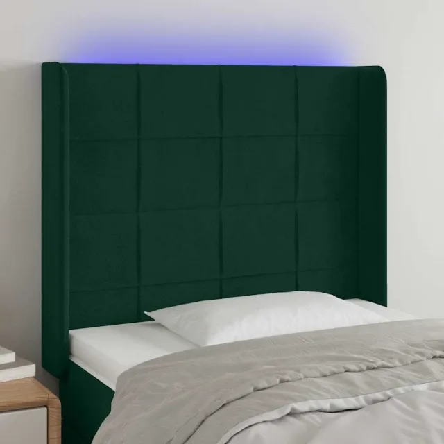 vidaXL Hoofdbord LED 83x16x118/128 cm fluweel donkergroen groen