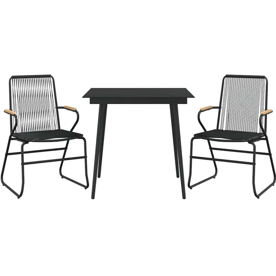 vidaXL 3-delige Tuinset PVC-rattan zwart, foto 3