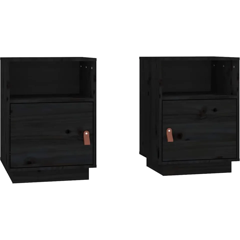 vidaXL Nachtkastjes 2 st 40x34x55 cm massief grenenhout zwart