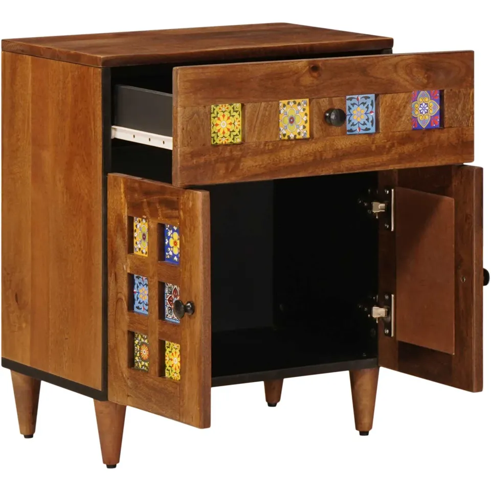 vidaXL Nachtkastje Bruin 50 x 33 x 60 cm Massief Mango Hout