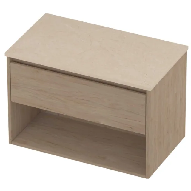 Proline Deck Badmeubelset Hardsteen Met Schap 80x46x55 cm Sand Stone Ideal Oak Eiken