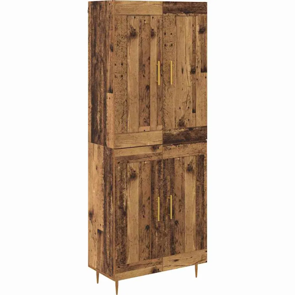 vidaXL Hoge kast Oud Hout 69,5 x 34 x 180 cm Bewerkt hout bruin, foto 3