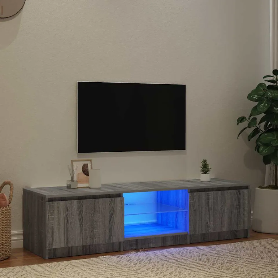 vidaXL Tv-meubel met LED-verlichting 140x40x36 cm grijs sonoma eiken, foto 3
