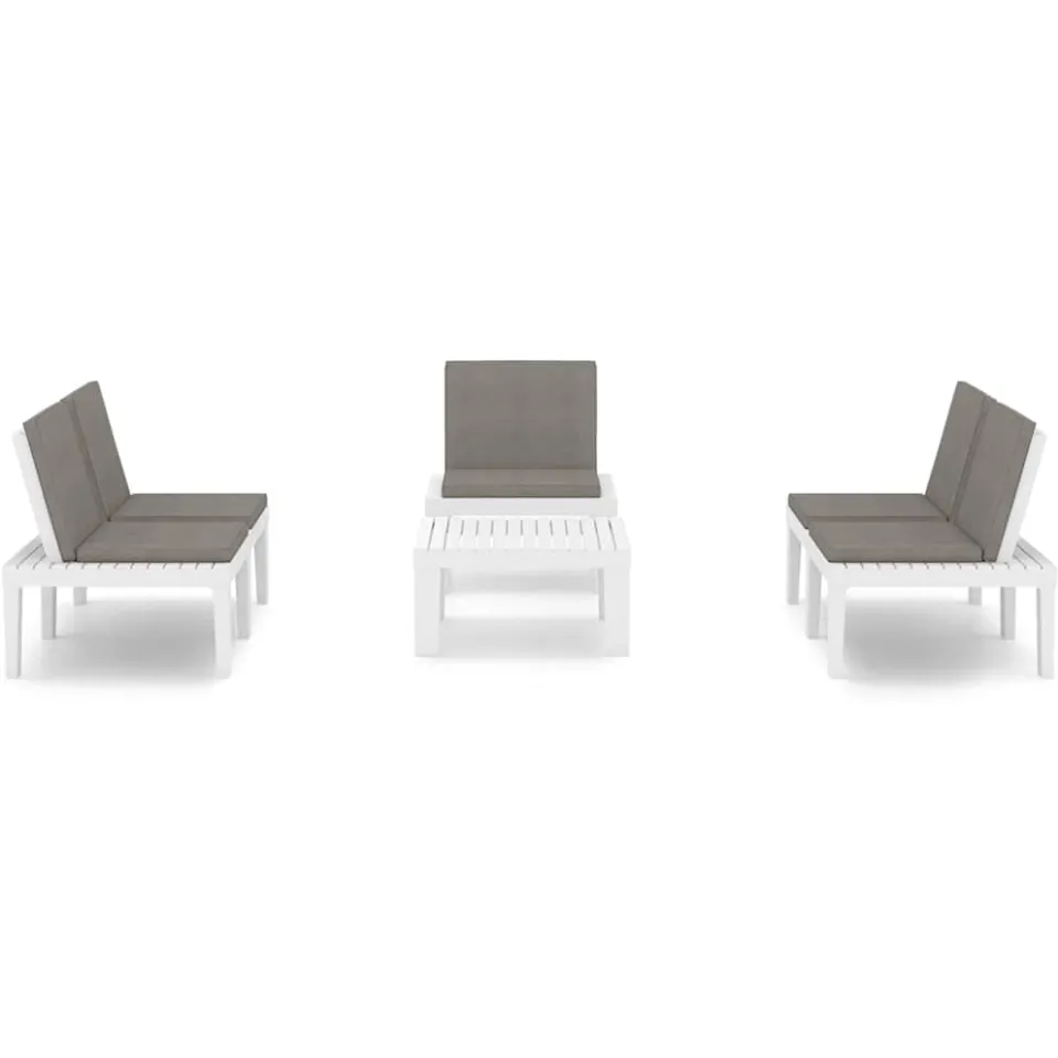 vidaXL 4-delige Loungeset met kussens kunststof wit