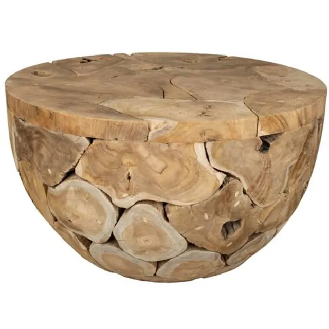 Cozy Ibiza Ronde bijzettafel van teakhout – 90 x 90 x 51 cm ["Naturel"]